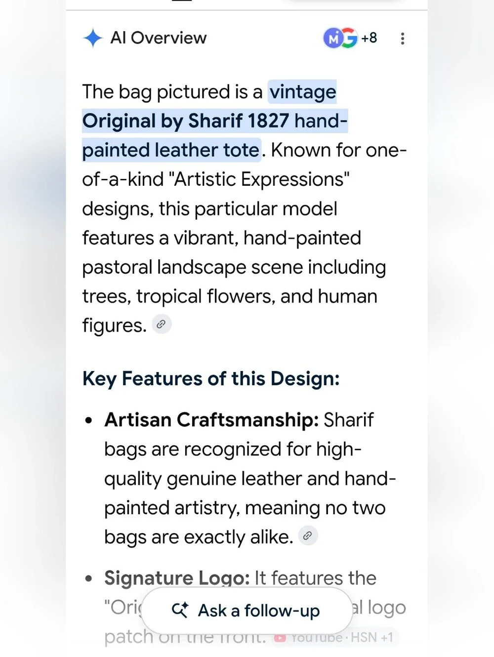 Sharif Hand-Painted Floral and Landscape Tote Satchel in Brown Leather Trim